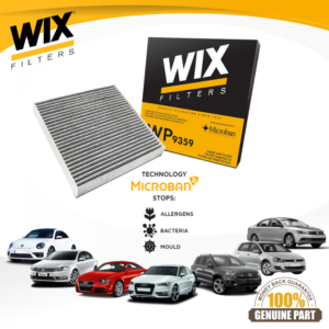 WIX Microban Cabin Filter WP9359 - Suitable for Audi A3, Q3, TT, Volkswagen Beetle, CC, Caddy, Jetta, Golf, Passat, Scirocco and Tiguan