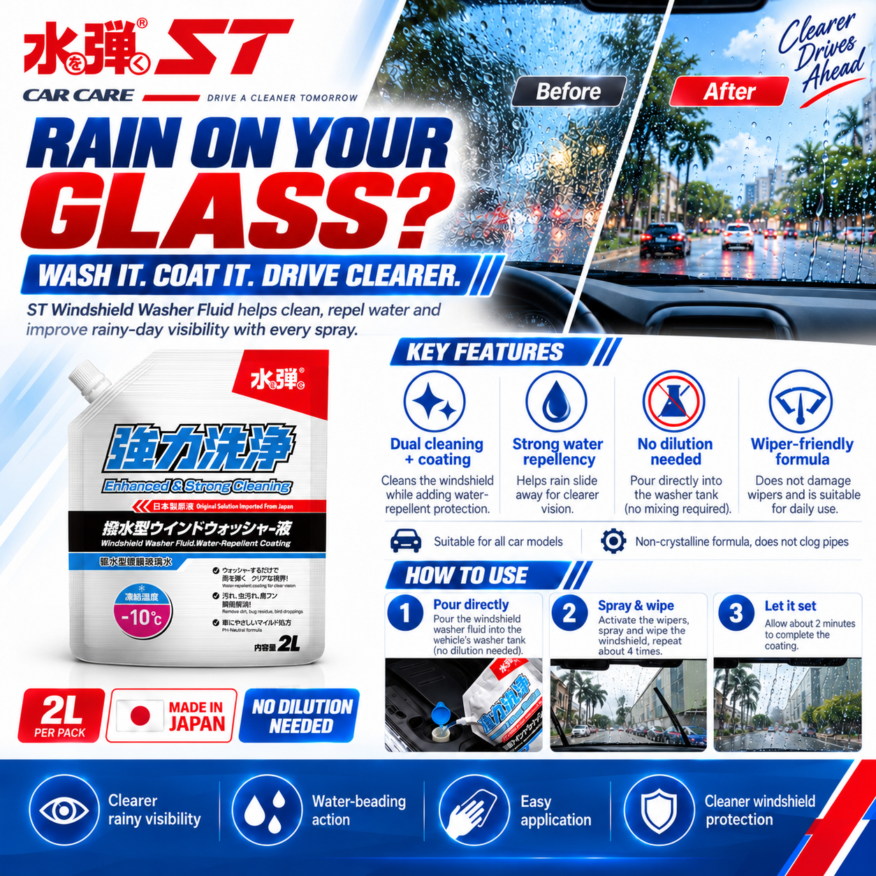 ST 水弹 Car Window Glass Oil Film Remover (油膜膏) 100ml - Strong Cleaning Effect - Easy Remove Oil Film on Windscreen - Image 2